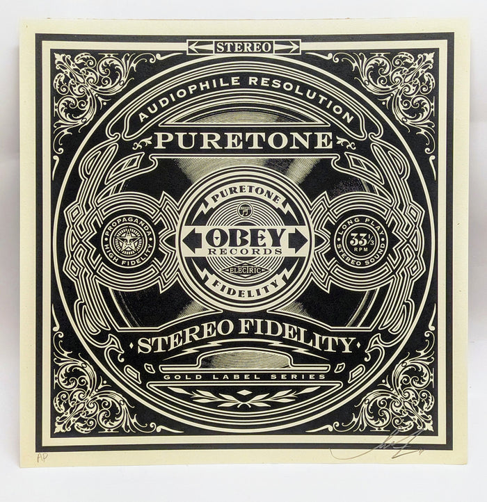 Obey Records SHEPARD FAIREY 12" x 12" A/P Puretone Stereo Signed Art Print