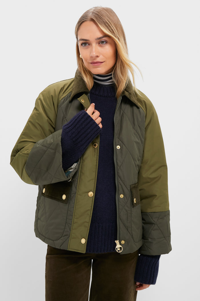 Olive and Dark Moss Martha Quilted Jacket