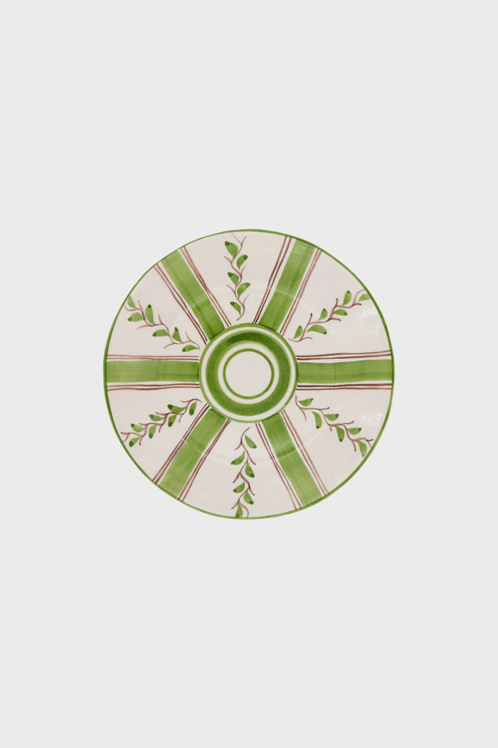 Olive Stripe Dessert Plate