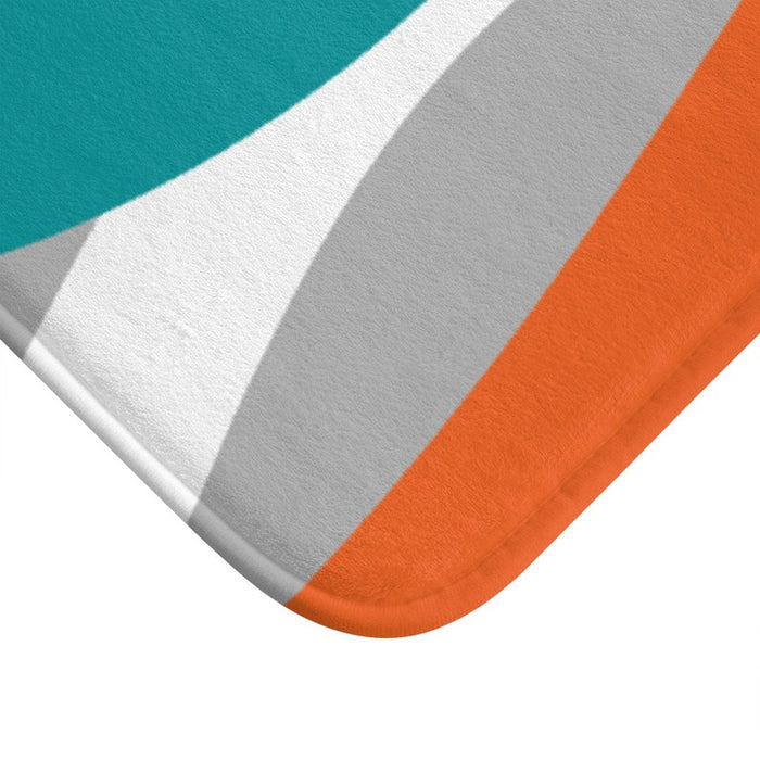 Orange Teal and Gray Abstract Ribbons Memory Foam Mat - MAT120
