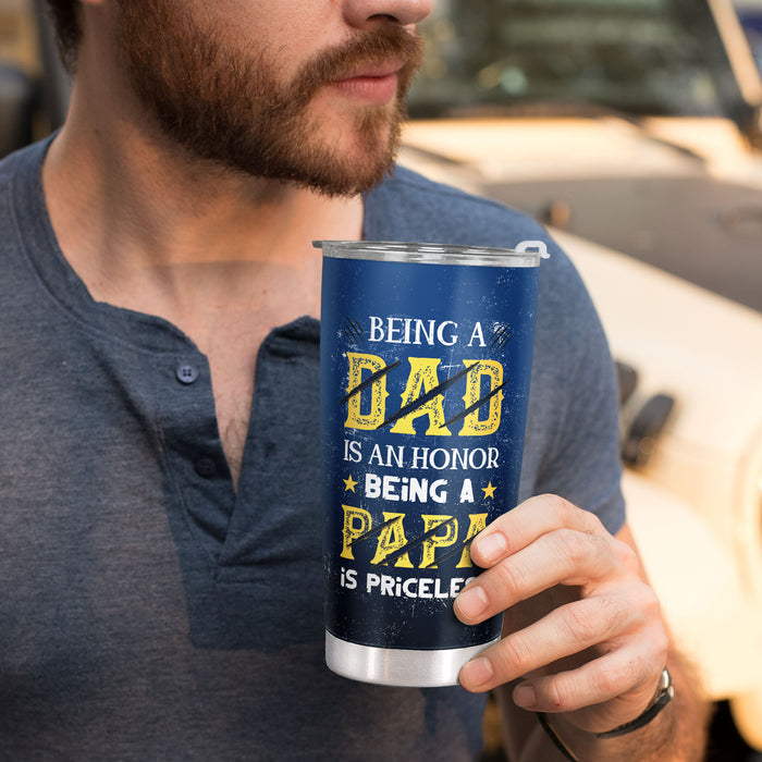 Papa Bear - Being A Dad Is An Honor, Priceless Personalized Custom Tumbler - Gift For Dad, Father