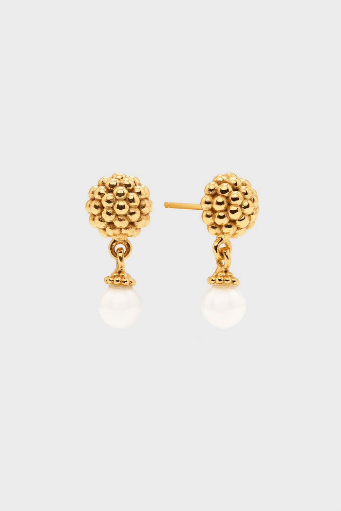 Pearl Berry Drop Stud Earrings