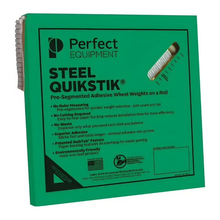 Green Perfect SSG7500N steel low profile roll style wheel weight on cardboard