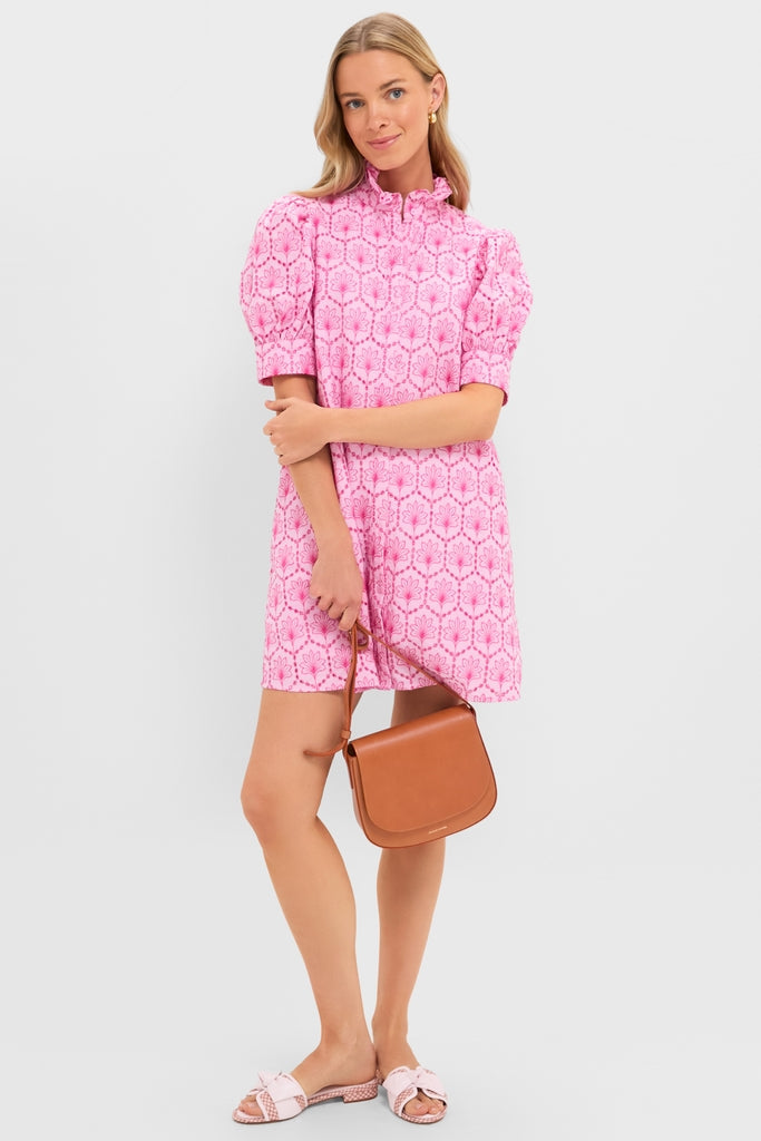 Pink Palm Eyelet Louisa Mini Dress