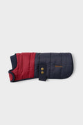 Red and Navy Brampton Quilted Dog Coat