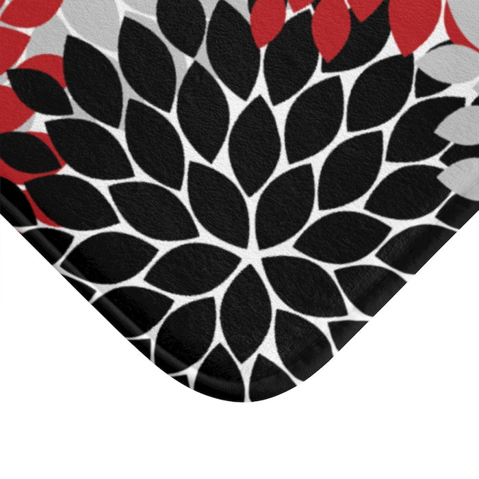 Red Black and Gray Flower Burst Memory Foam Floor Mat - MAT6