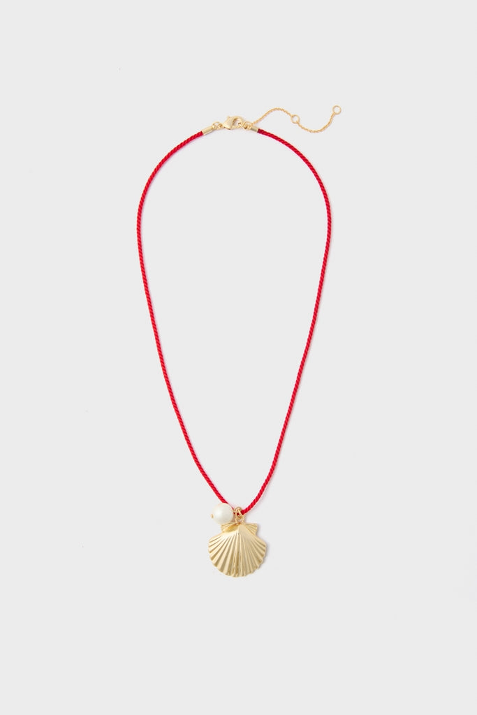 Red Cord Seashell Charm Ariel Necklace