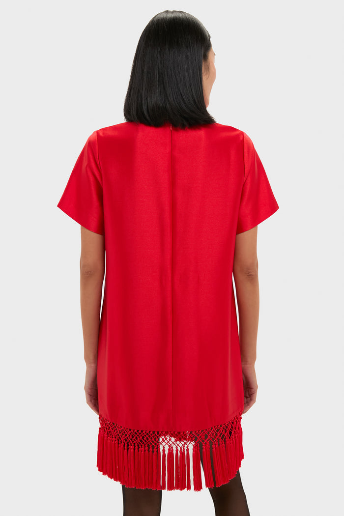 Red Dupioni Tassel Downing Dress