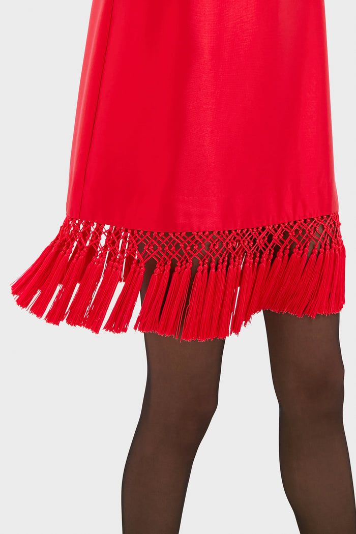 Red Dupioni Tassel Downing Dress