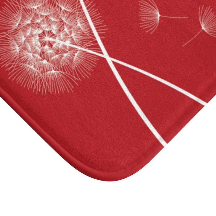 Red & White Blowing Blowing Dandelion Floor Mat with Memory Foam - MAT21