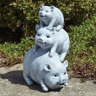 Roman 10.5" Pigs Stack Statue #11658 NIB  Free Shipping 48 States