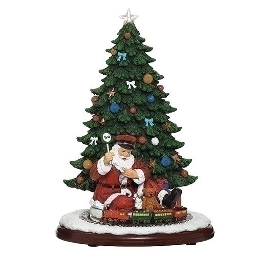 Roman 13"H Music LED Santa w/ Train   #134164  Free Shipping
