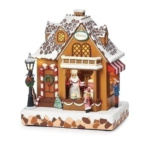 Roman 9.5"H Music LED Santa's Bakery   #134354  Free Shipping