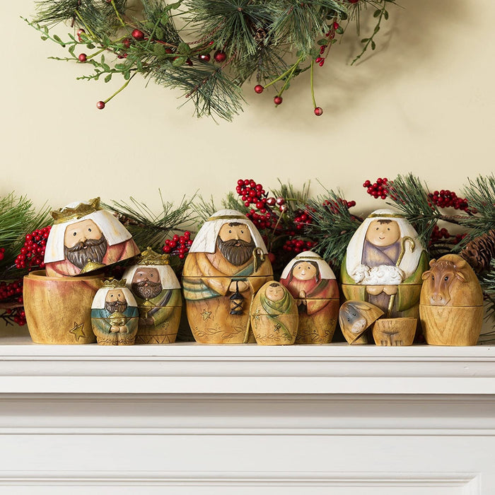 Roman Holy Family Three Kings and Shepherd Christmas Nativity Nesting Dolls  #31720  Free Shipping