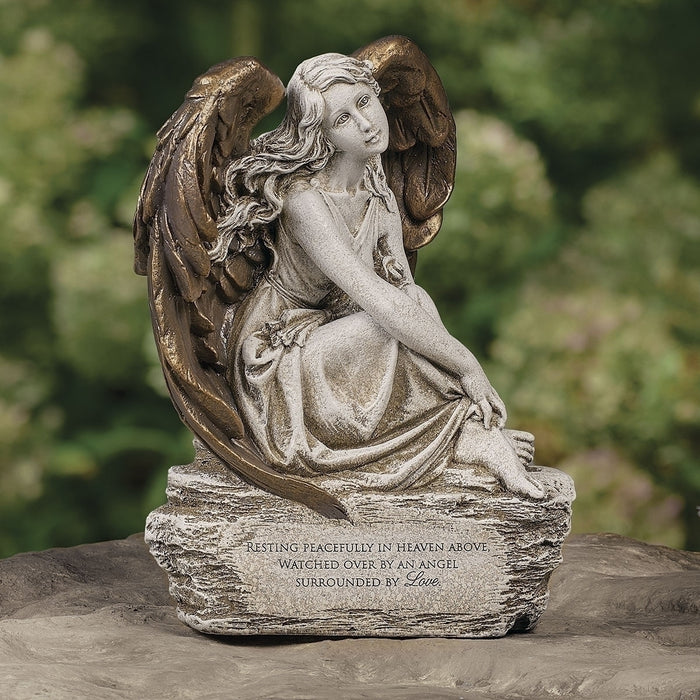 Roman Memorial Angel Statue with Verse 12"H