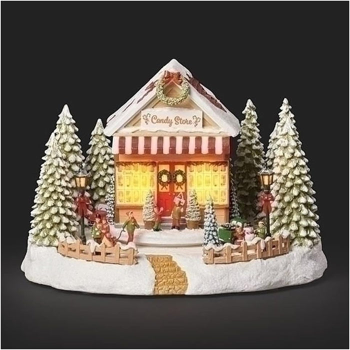 Roman Musical Lighted Rotating Candy Store 8"H