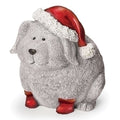 Roman Pudgy Puppy Garden Statue with Santa Hat and Boots 7.5"H