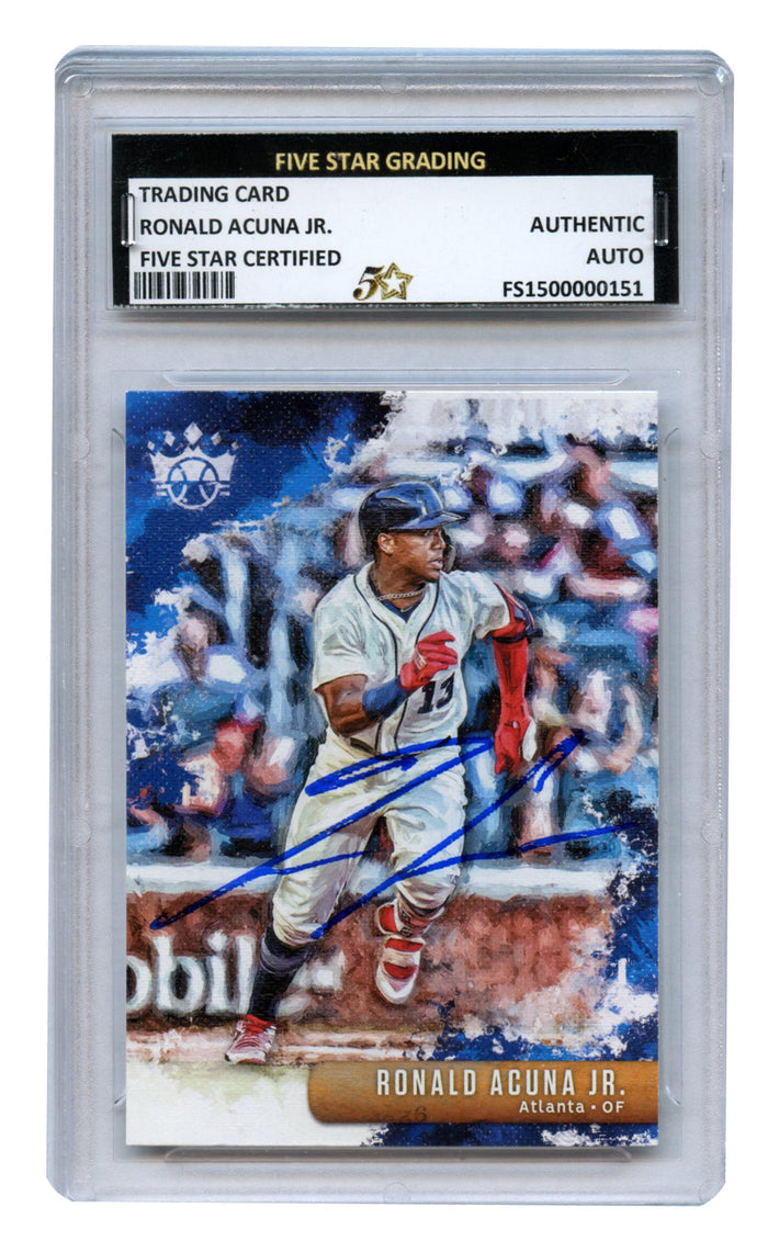 Ronald Acuna Jr. Atlanta Braves Signed Autographed Panini Diamond Kings #40 Baseball Card Five Star Grading Certified