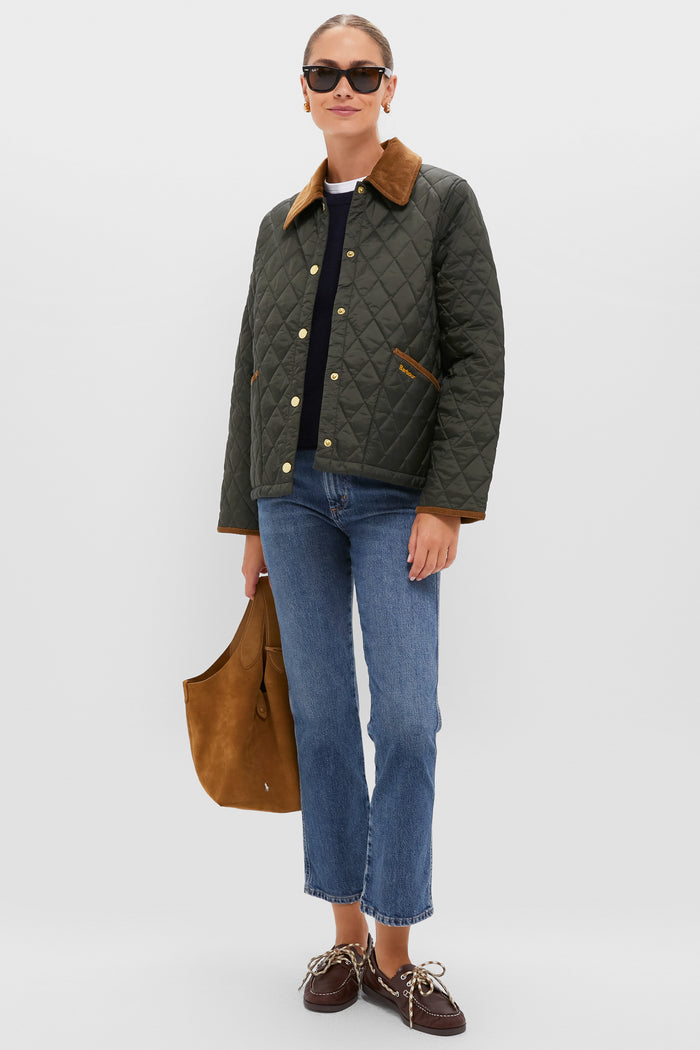 Sage Icons Cropped Liddesdale Quilted Jacket
