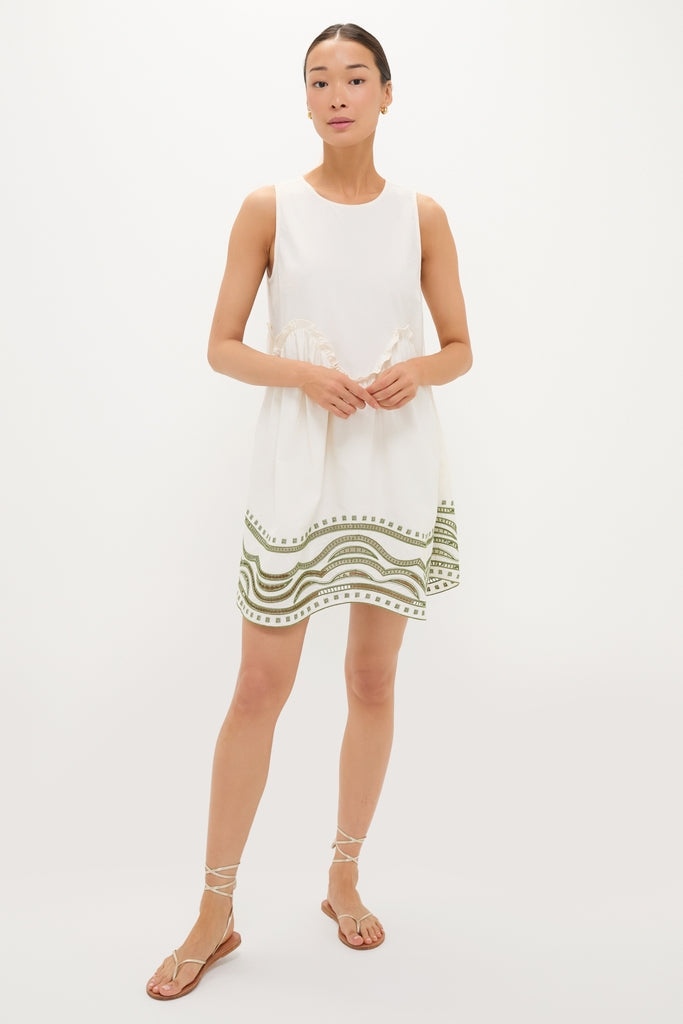 Sage Wave Cotton Joyce Mini Dress