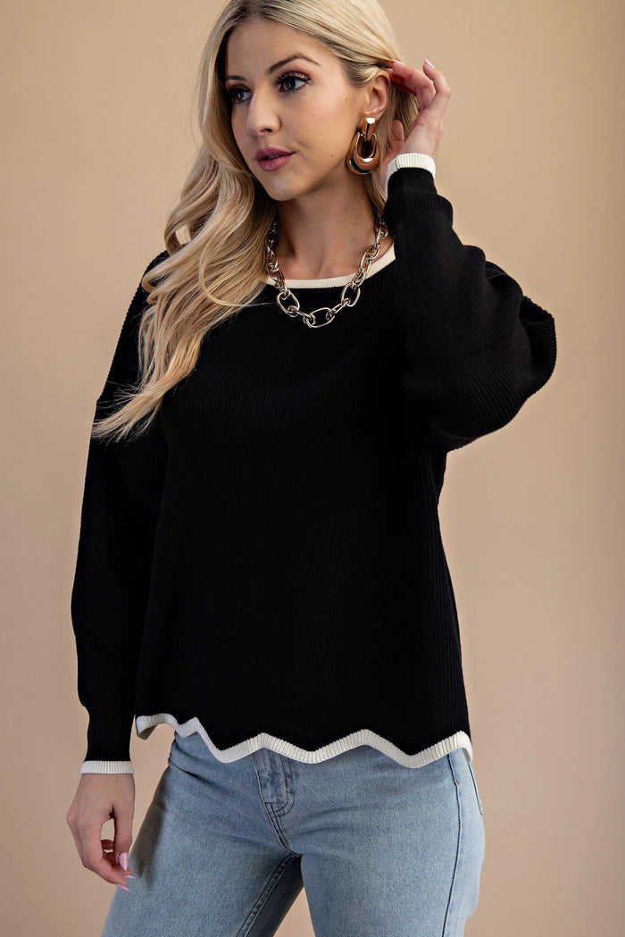 Scallop Hem Sweater