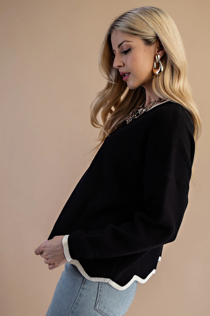Scallop Hem Sweater