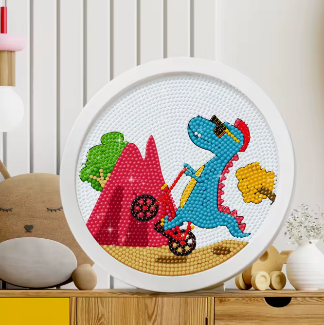 Scooter Dino PWD Round Diamond Painting Kit