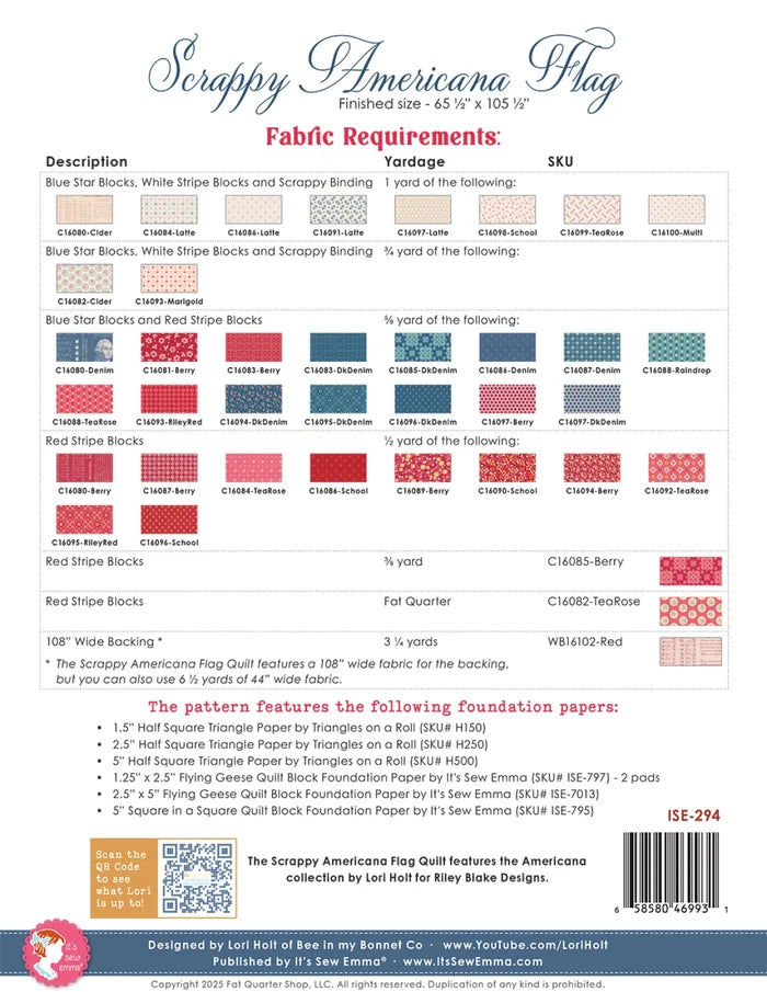 Scrappy Americana Flag Quilt Pattern from It's Sew Emma - ISE-294