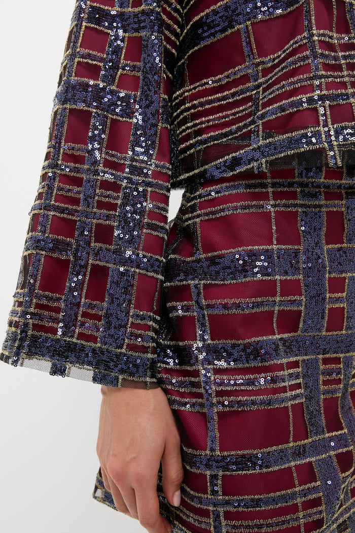 Sequin Plaid Maxine Top