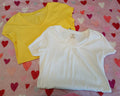 Set of 2 Large Brand New White Yellow Short Sleeve Scoop Neck Basic T Shirts