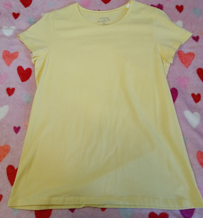 Set of 2 Large Sonoma Everyday Tee Blue Yellow Short Sleeve Basic T Shirts NWT