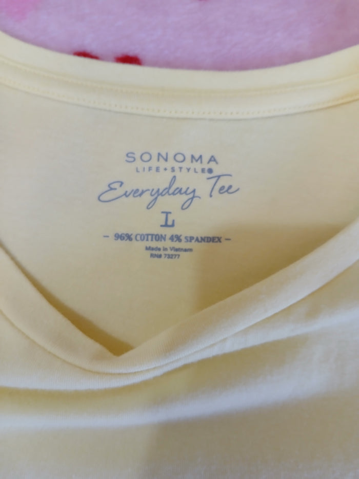 Set of 2 Large Sonoma Everyday Tee Blue Yellow Short Sleeve Basic T Shirts NWT