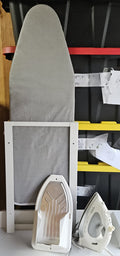 Set of 3 Rowenta German power press iron wall holder and fold out ironing board