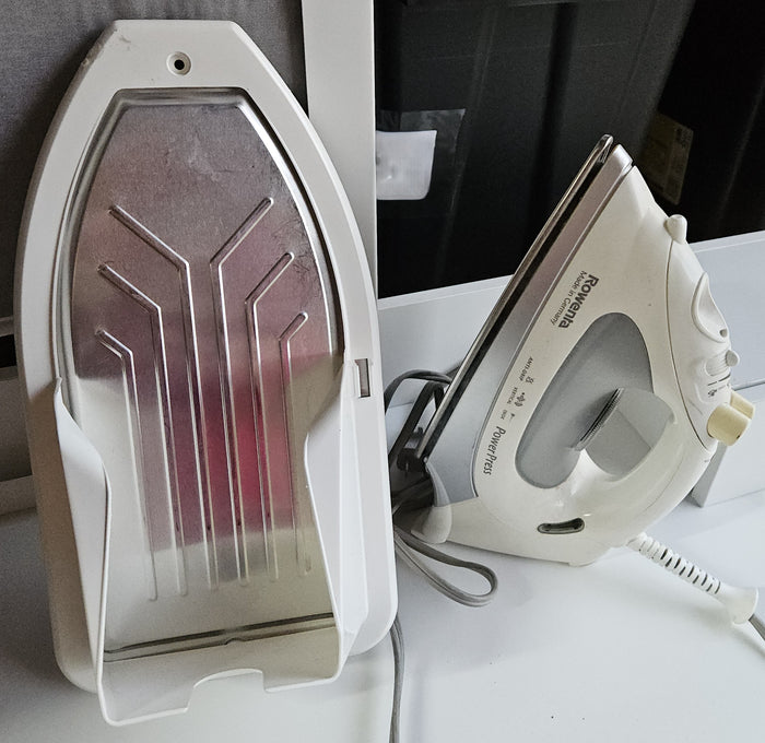 Set of 3 Rowenta German power press iron wall holder and fold out ironing board