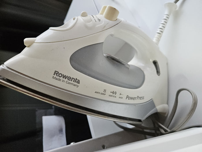 Set of 3 Rowenta German power press iron wall holder and fold out ironing board