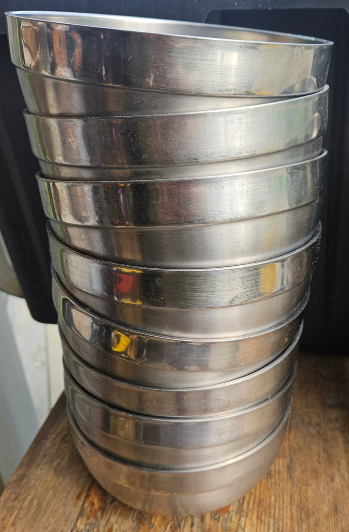 Set Of 8 Stainless Steel 7 Inch Bowls Kitchen Prep Mixing Serving Metal Serverware