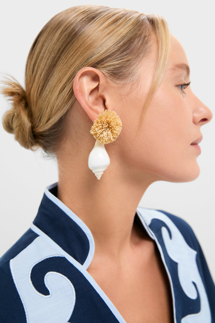 Shell and Pom Elaine Earrings