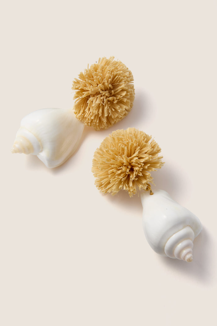 Shell and Pom Elaine Earrings