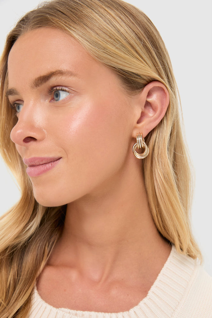 Shiny Gold and Semi Dark Silver Lush Link Earrings