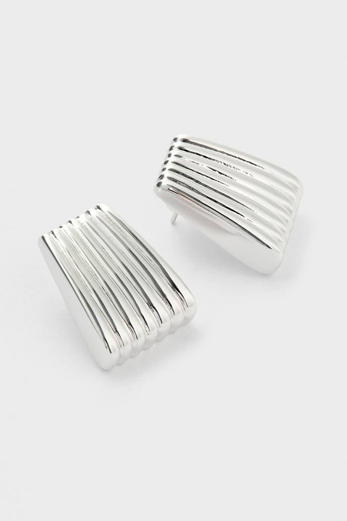 Silver Ribbed Earrings