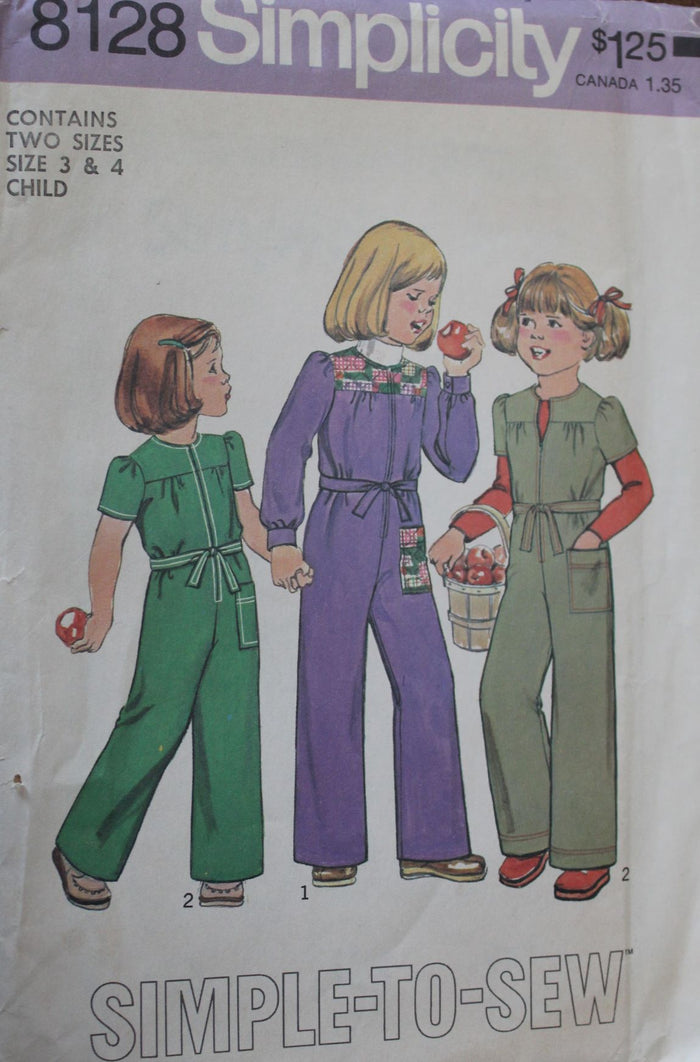 Simplicit 8128, Girls Jumpsuits, Uncut Sewing Pattern
