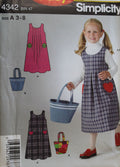 Simplicity 4342, Girls Jumper, Dress, Uncut Sewing Pattern