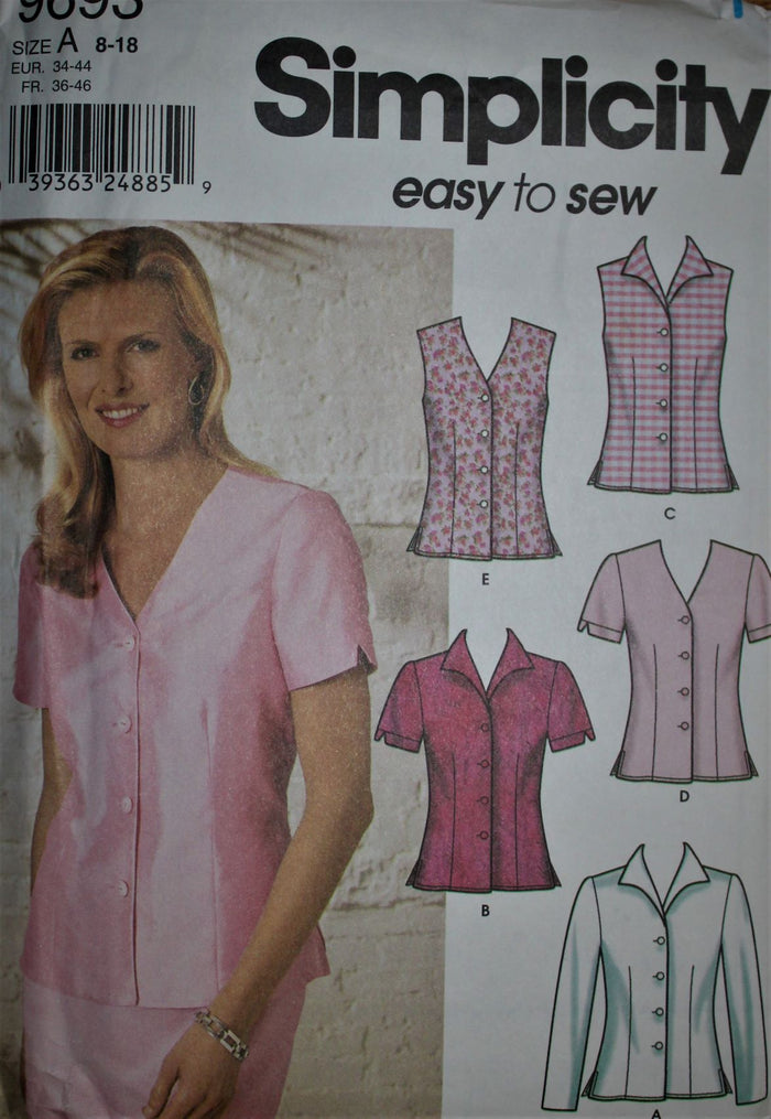 Simplicity 9693, Misses Blouses, Uncut Sewing Pattern