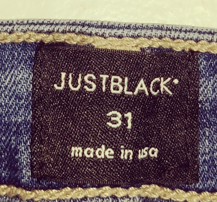 Size 31 Euro 12 US JUST BLACK Distressed Blue Denim Capri Jeans Frayed Hem Casual