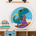 Skateboard Dino PWD Round Diamond Painting Kit