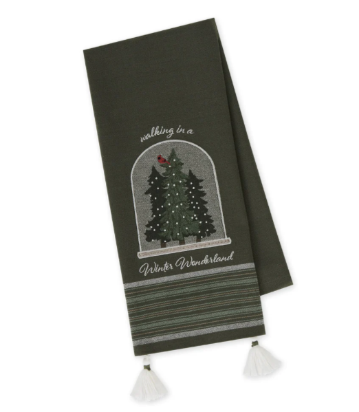 Snow Globe Embellished Dish Towel
