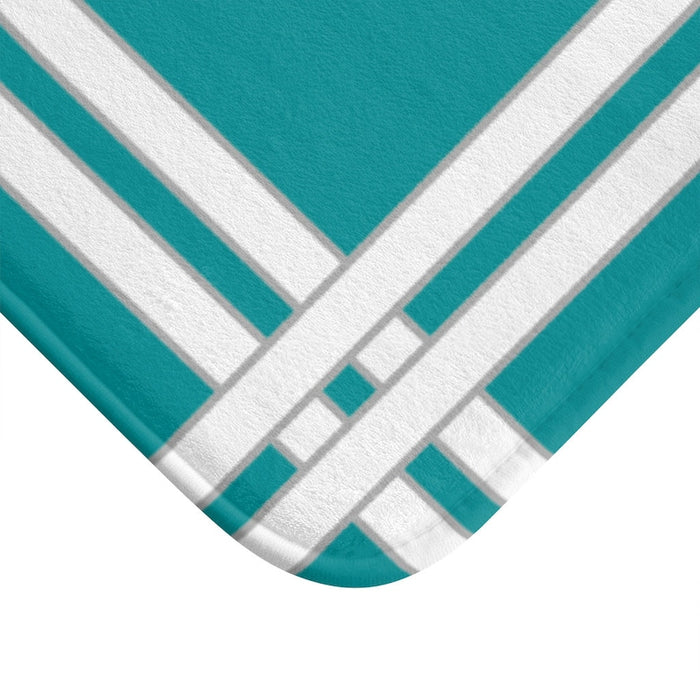 Solid Teal with Borders Memory Foam Mat - MAT131