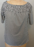 Song of Style Large Black White Checkered Off the Shoulder Ruffle Neckline Top