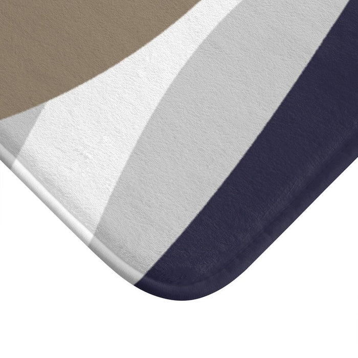 Sophisticated Abstract Waves Memory Foam Mat | Navy, Beige & Gray - MAT122