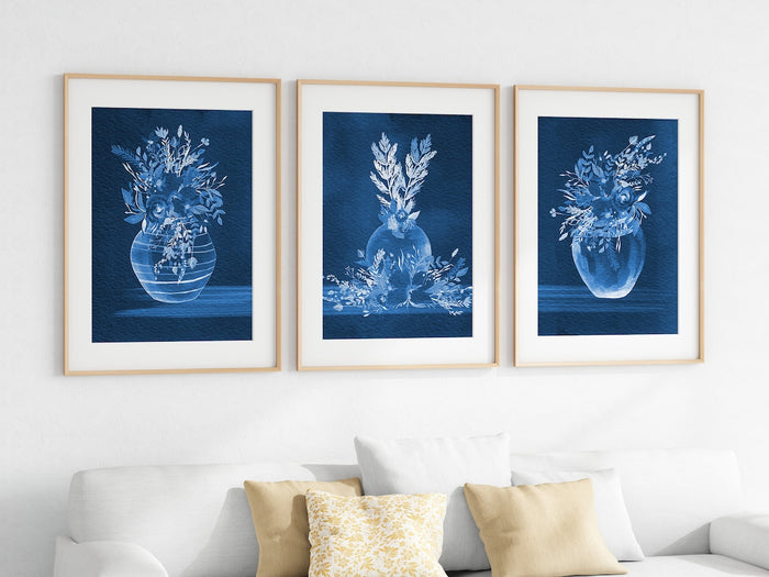 Sophisticated Blue Wall Art Print Set | Indigo - HOME1116